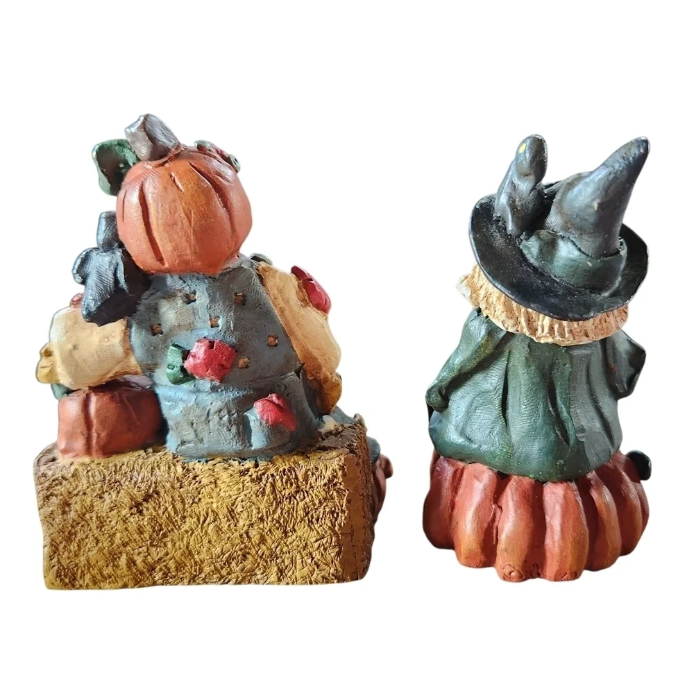 2000s Primitive Halloween Witch Scarecrow Pumpkin  Ceramics